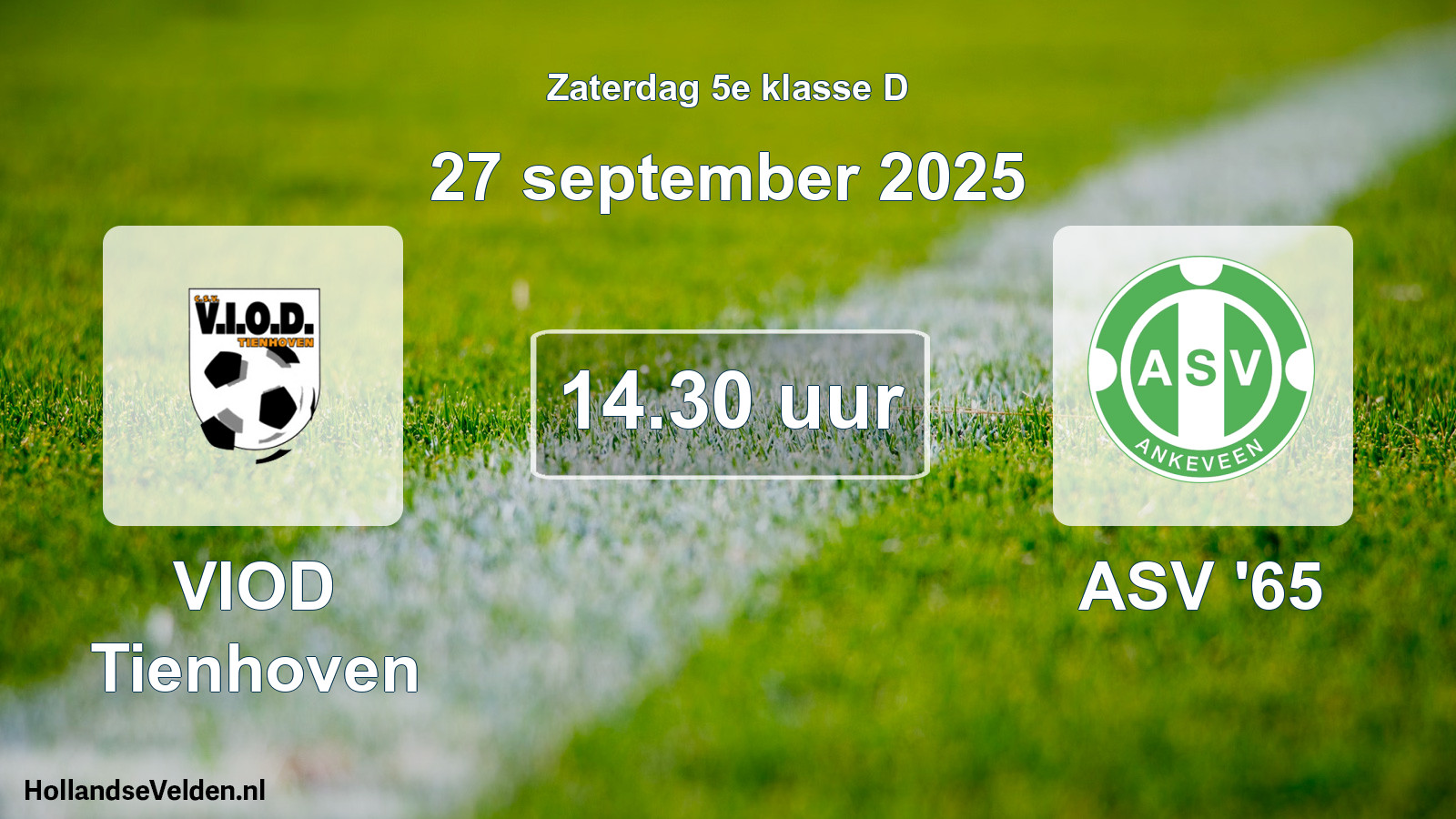 Geplande wedstrijd: VIOD Tienhoven - ASV '65 (27 september 2025)