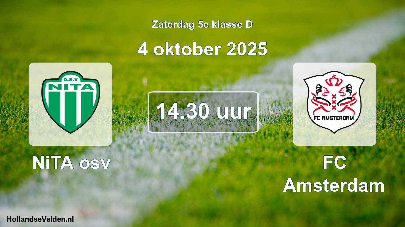 Geplande wedstrijd: NiTA osv - FC Amsterdam (4 oktober 2025)