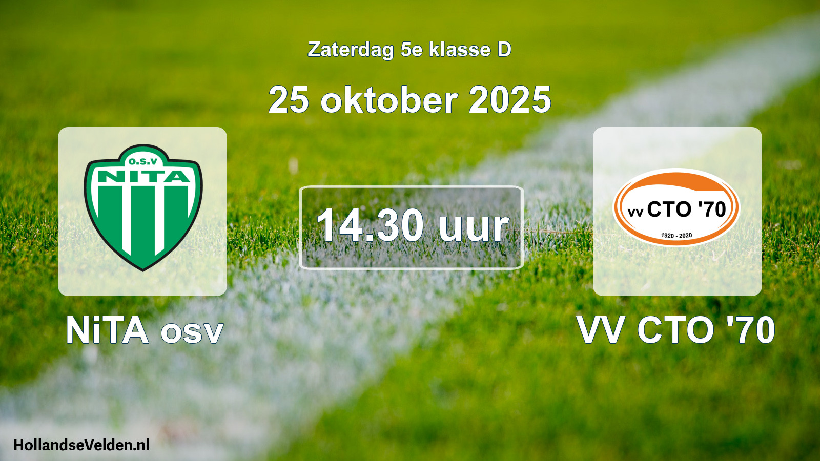 Geplande wedstrijd: NiTA osv - VV CTO '70 (25 oktober 2025)