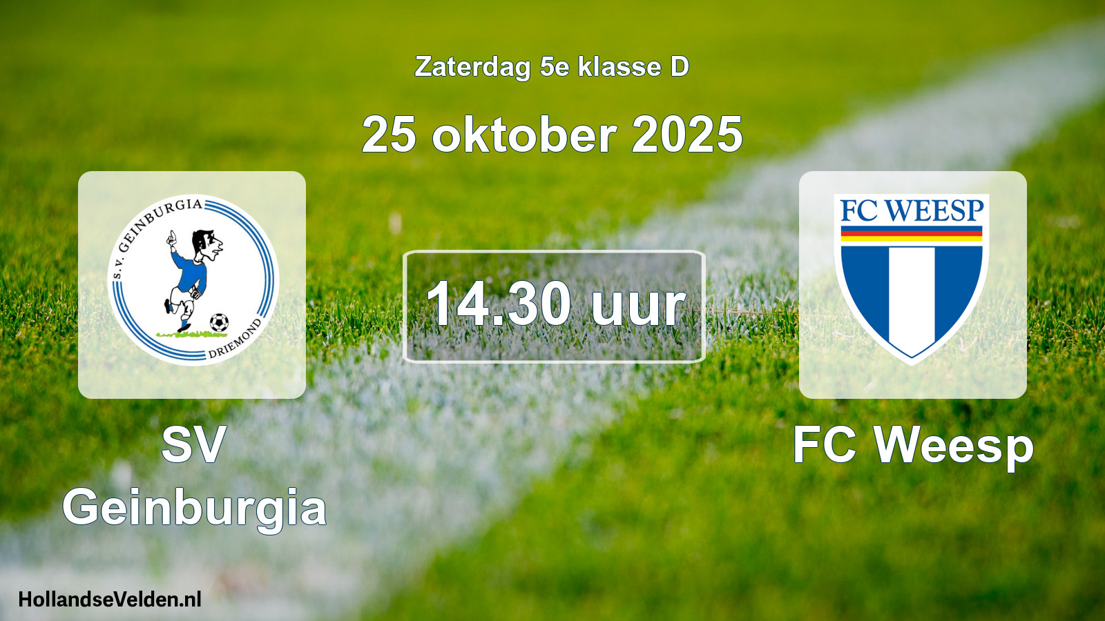 Geplande wedstrijd: SV Geinburgia - FC Weesp (25 oktober 2025)