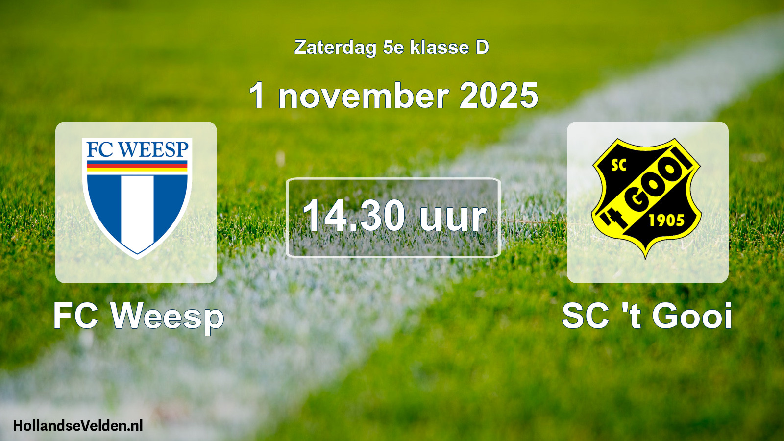 Geplande wedstrijd: FC Weesp - SC 't Gooi (1 november 2025)