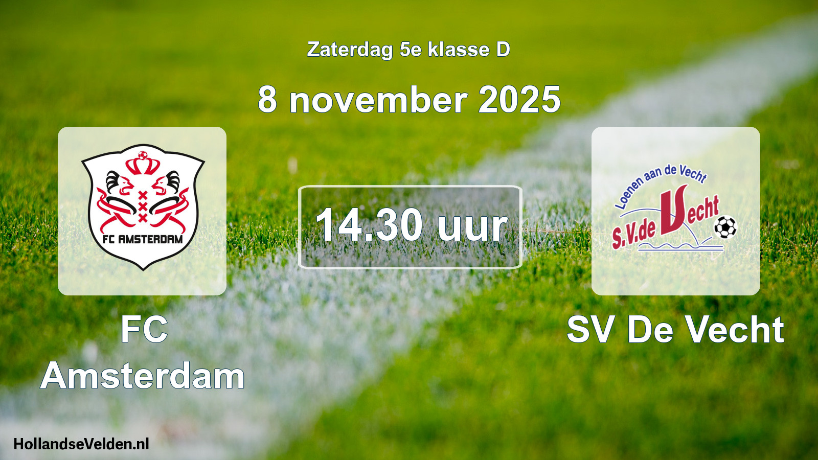 Geplande wedstrijd: FC Amsterdam - SV De Vecht (8 november 2025)