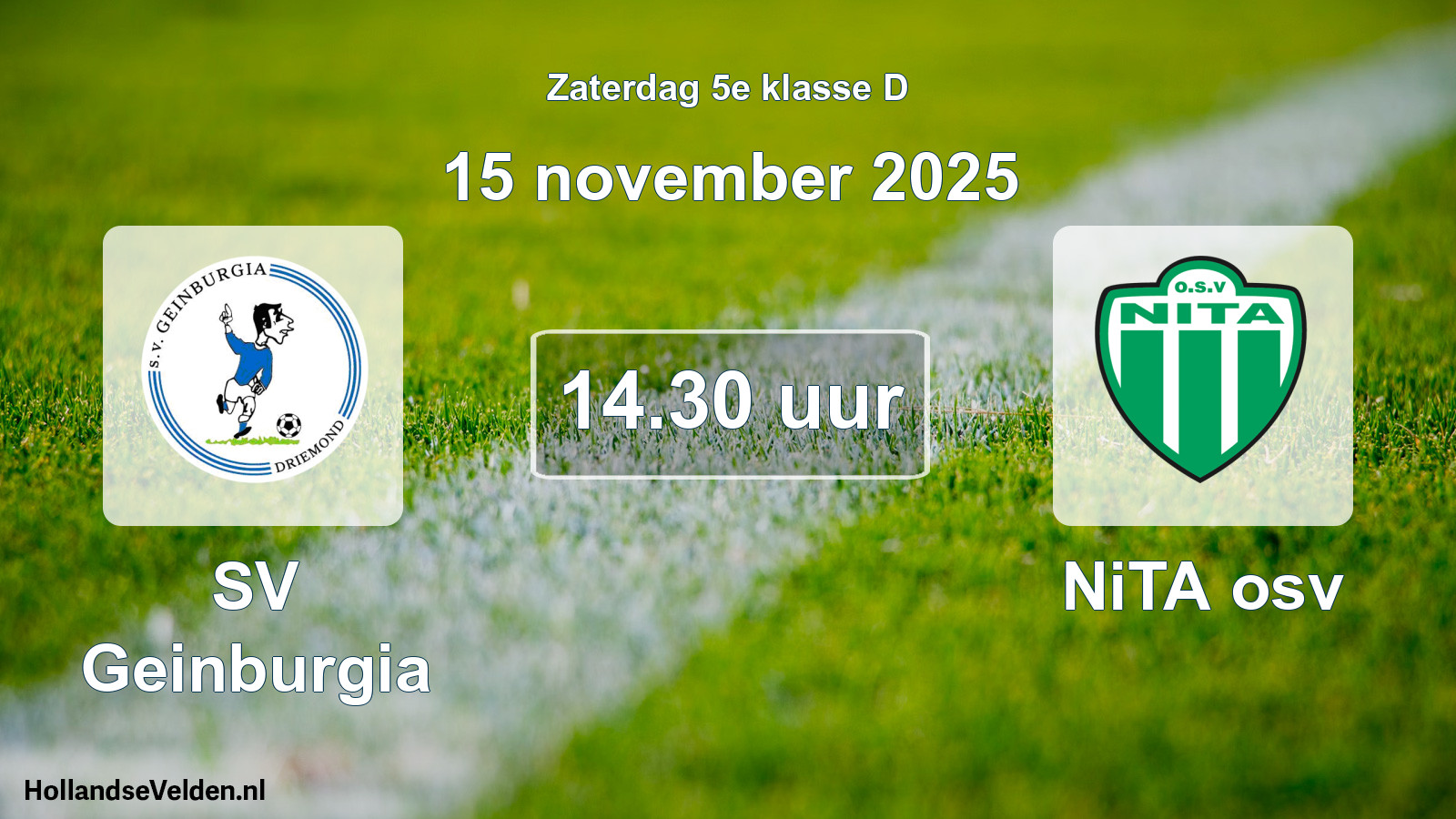 Geplande wedstrijd: SV Geinburgia - NiTA osv (15 november 2025)