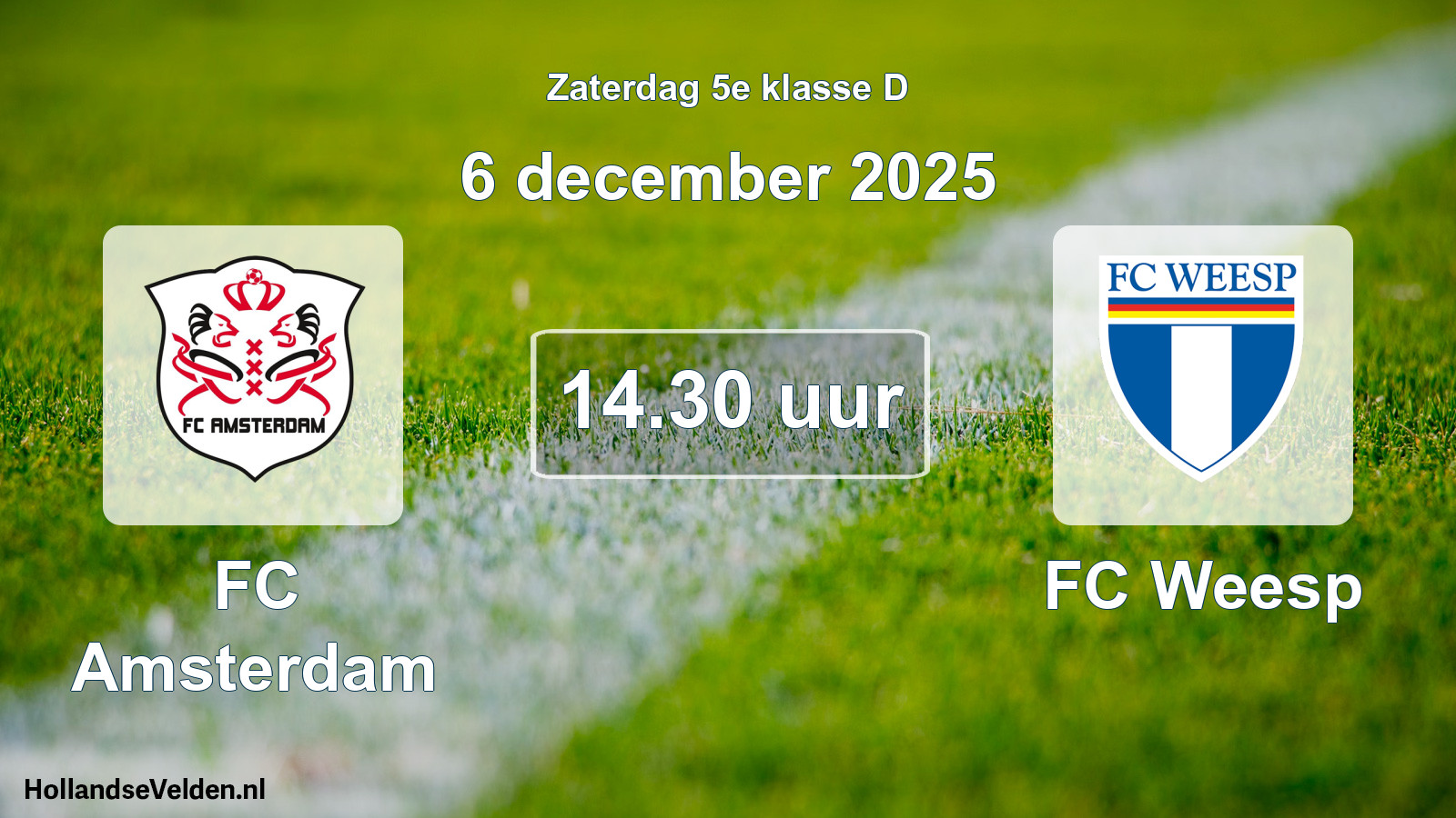Geplande wedstrijd: FC Amsterdam - FC Weesp (6 december 2025)