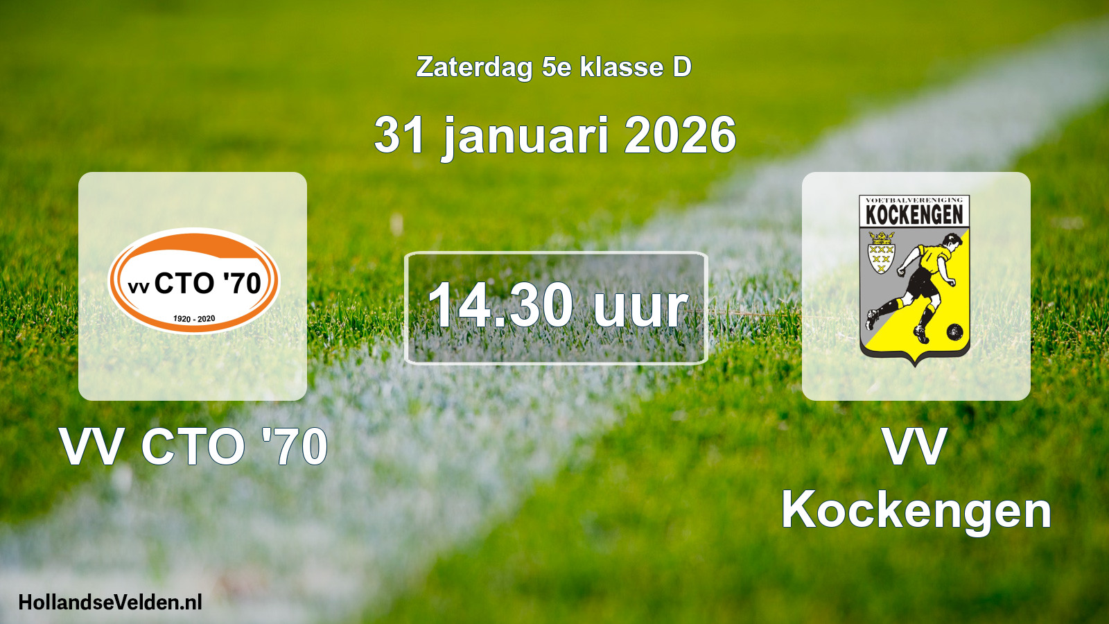 Geplande wedstrijd: VV CTO '70 - VV Kockengen (31 januari 2026)