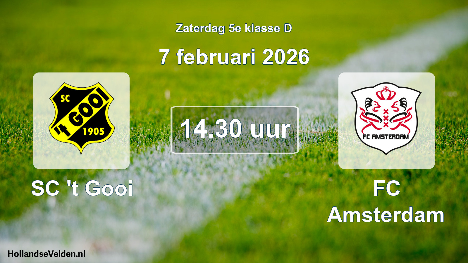 Geplande wedstrijd: SC 't Gooi - FC Amsterdam (7 februari 2026)