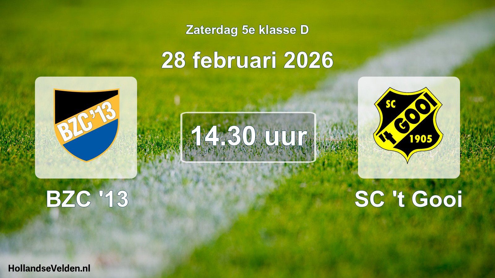 Geplande wedstrijd: BZC '13 - SC 't Gooi (28 februari 2026)