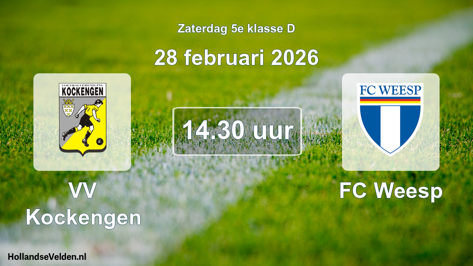 Geplande wedstrijd: VV Kockengen - FC Weesp (28 februari 2026)