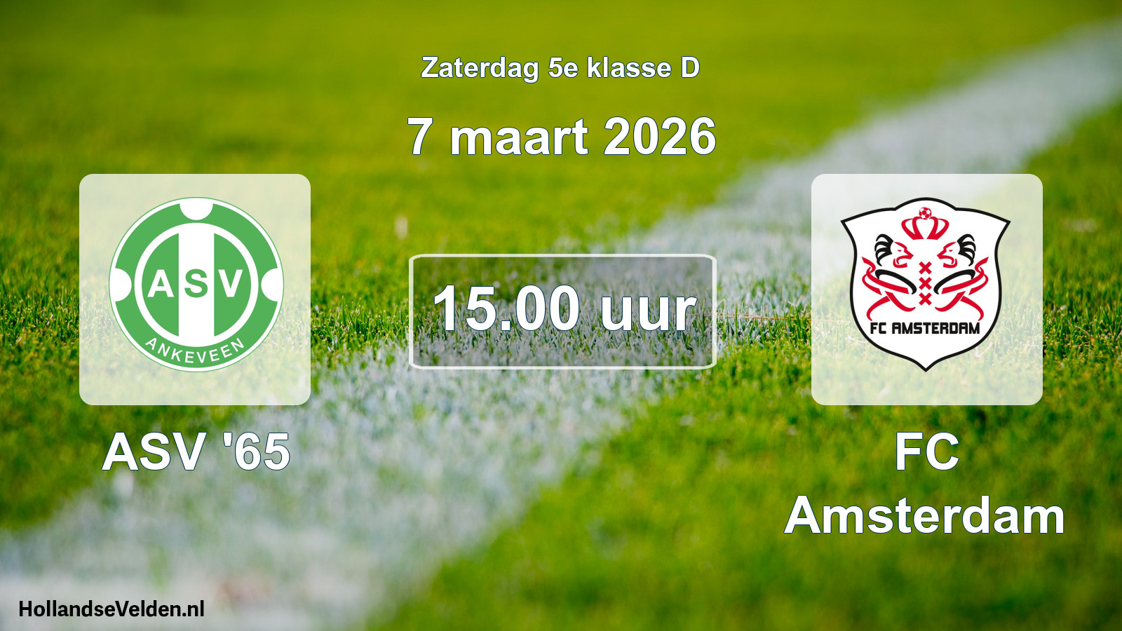 Geplande wedstrijd: ASV '65 - FC Amsterdam (7 maart 2026)