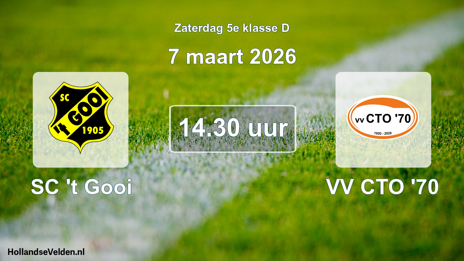 Geplande wedstrijd: SC 't Gooi - VV CTO '70 (7 maart 2026)