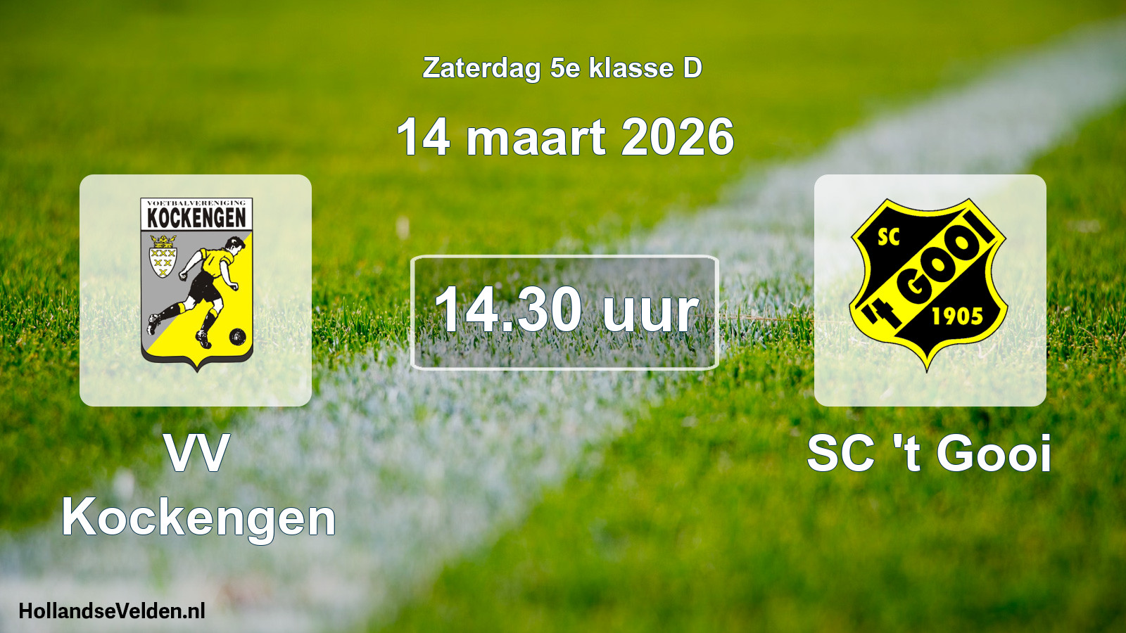 Geplande wedstrijd: VV Kockengen - SC 't Gooi (14 maart 2026)