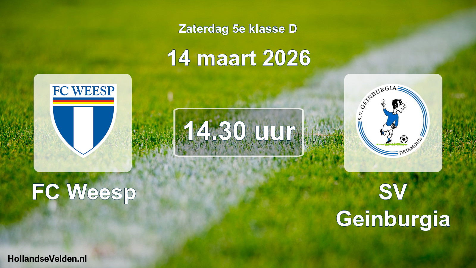 Scheduled Match: FC Weesp - SV Geinburgia (14 March 2026)