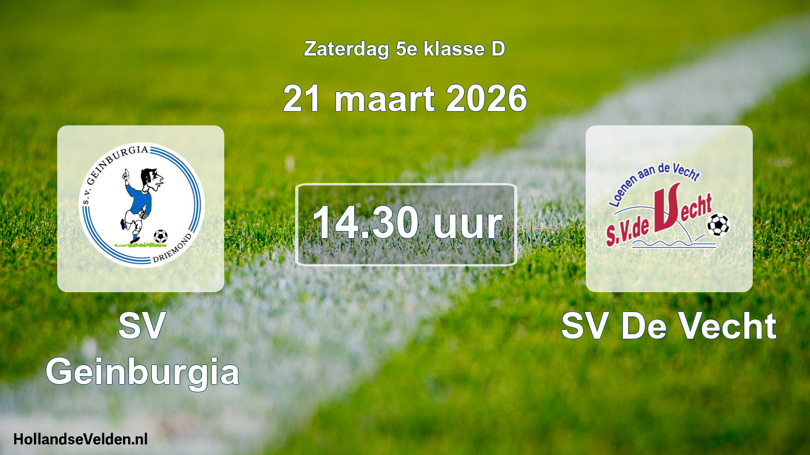 Geplande wedstrijd: SV Geinburgia - SV De Vecht (21 maart 2026)