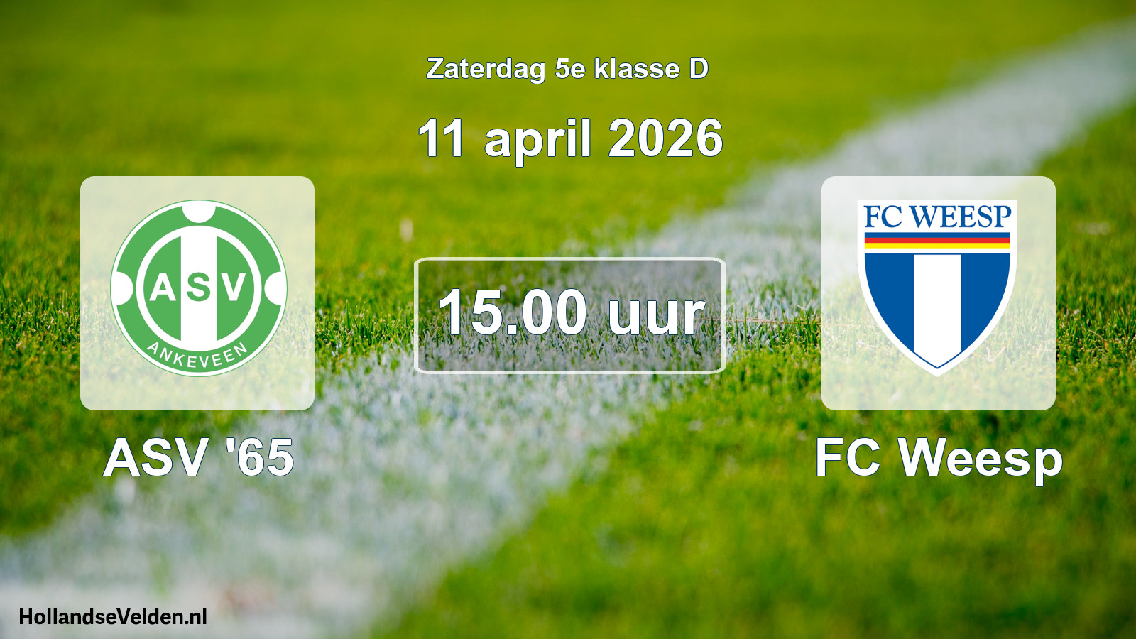 Geplande wedstrijd: ASV '65 - FC Weesp (11 april 2026)