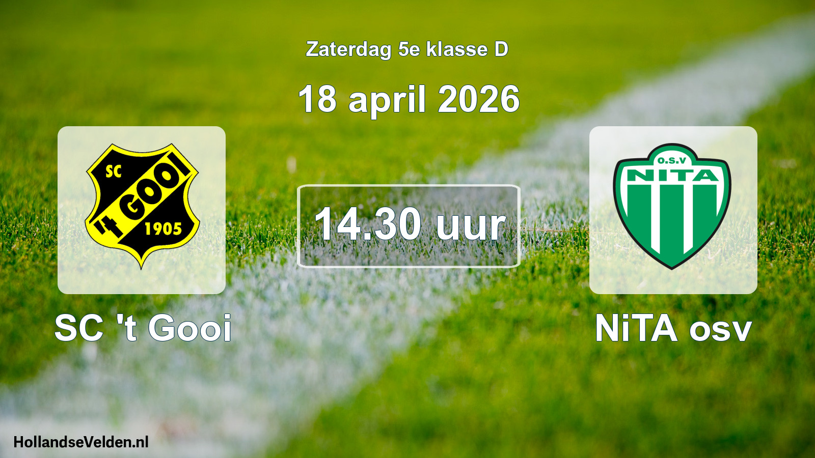 Geplande wedstrijd: SC 't Gooi - NiTA osv (18 april 2026)