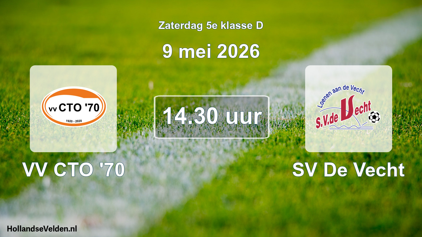 Geplande wedstrijd: VV CTO '70 - SV De Vecht (9 mei 2026)