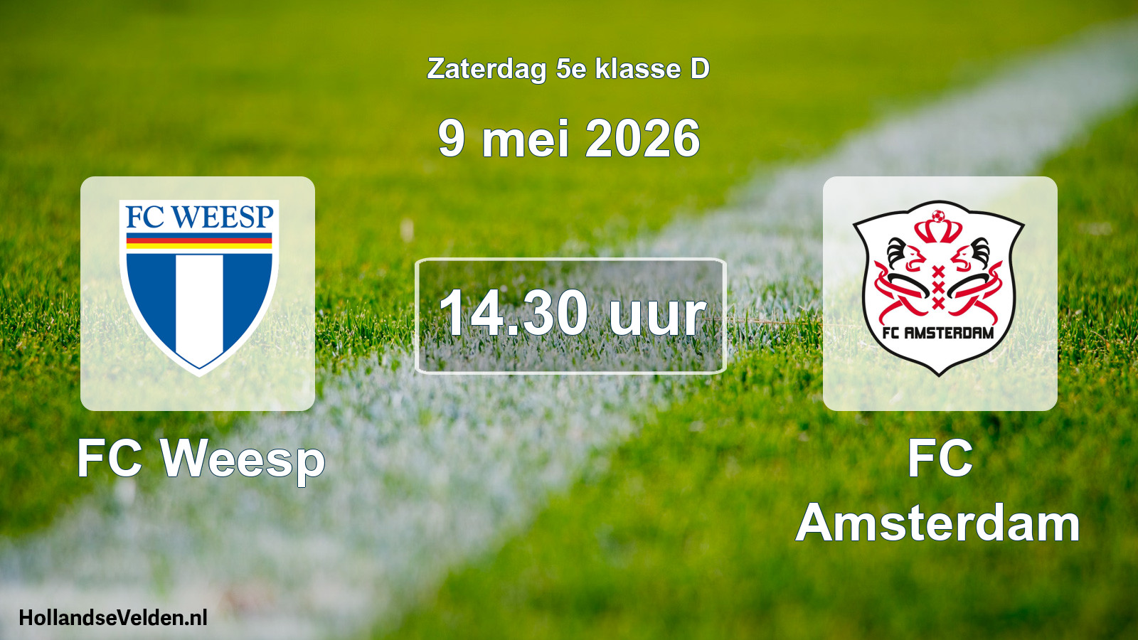 Geplande wedstrijd: FC Weesp - FC Amsterdam (9 mei 2026)