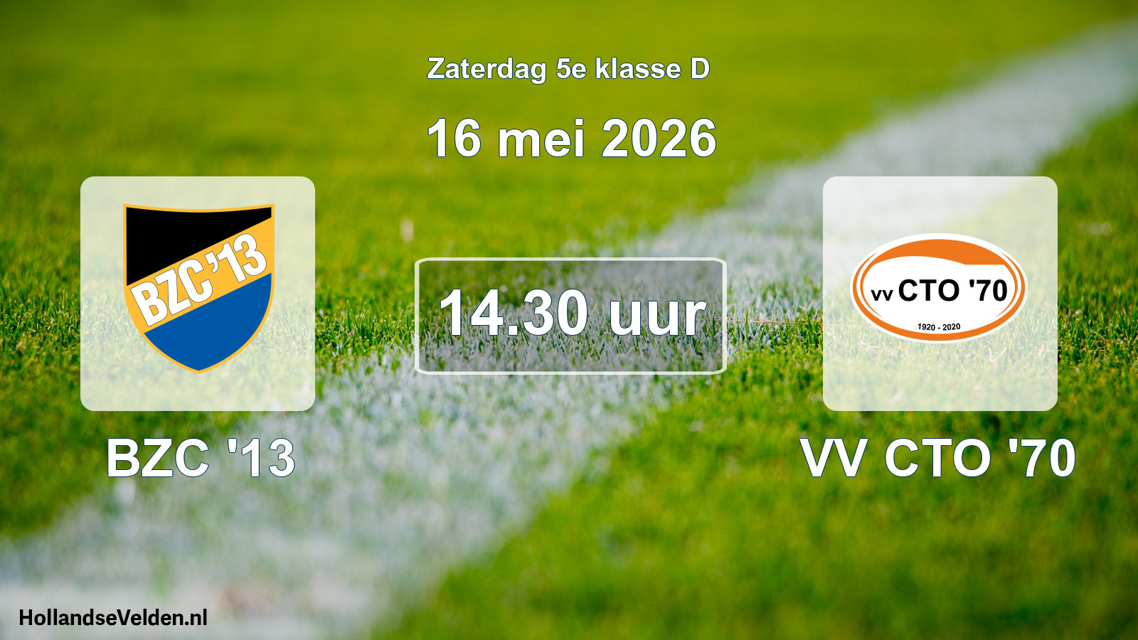 Geplande wedstrijd: BZC '13 - VV CTO '70 (16 mei 2026)