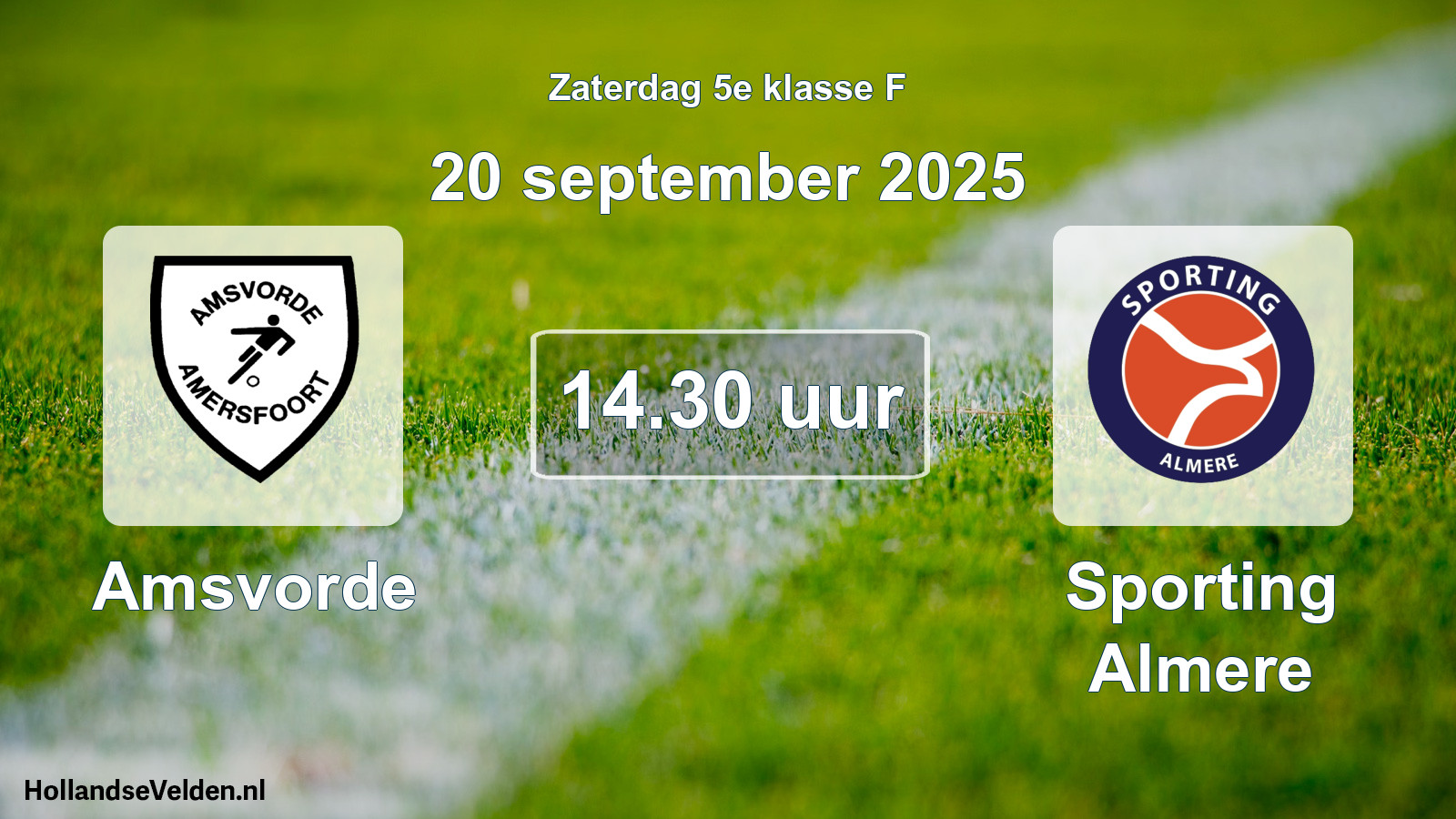 Geplande wedstrijd: Amsvorde - Sporting Almere (20 september 2025)