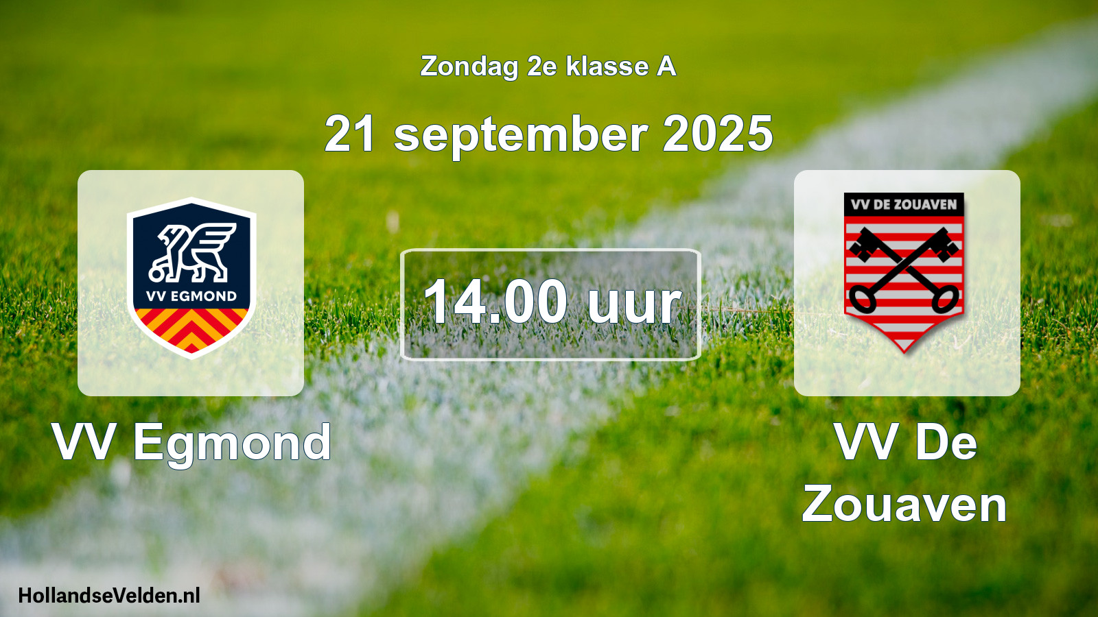 Geplande wedstrijd: VV Egmond - VV De Zouaven (21 september 2025)