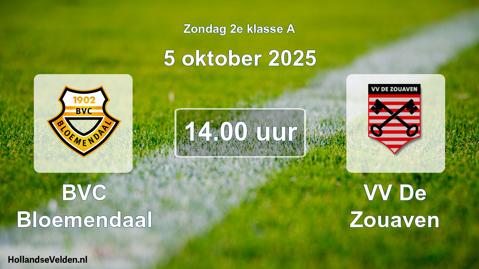 Scheduled Match: BVC Bloemendaal - VV De Zouaven (5 October 2025)