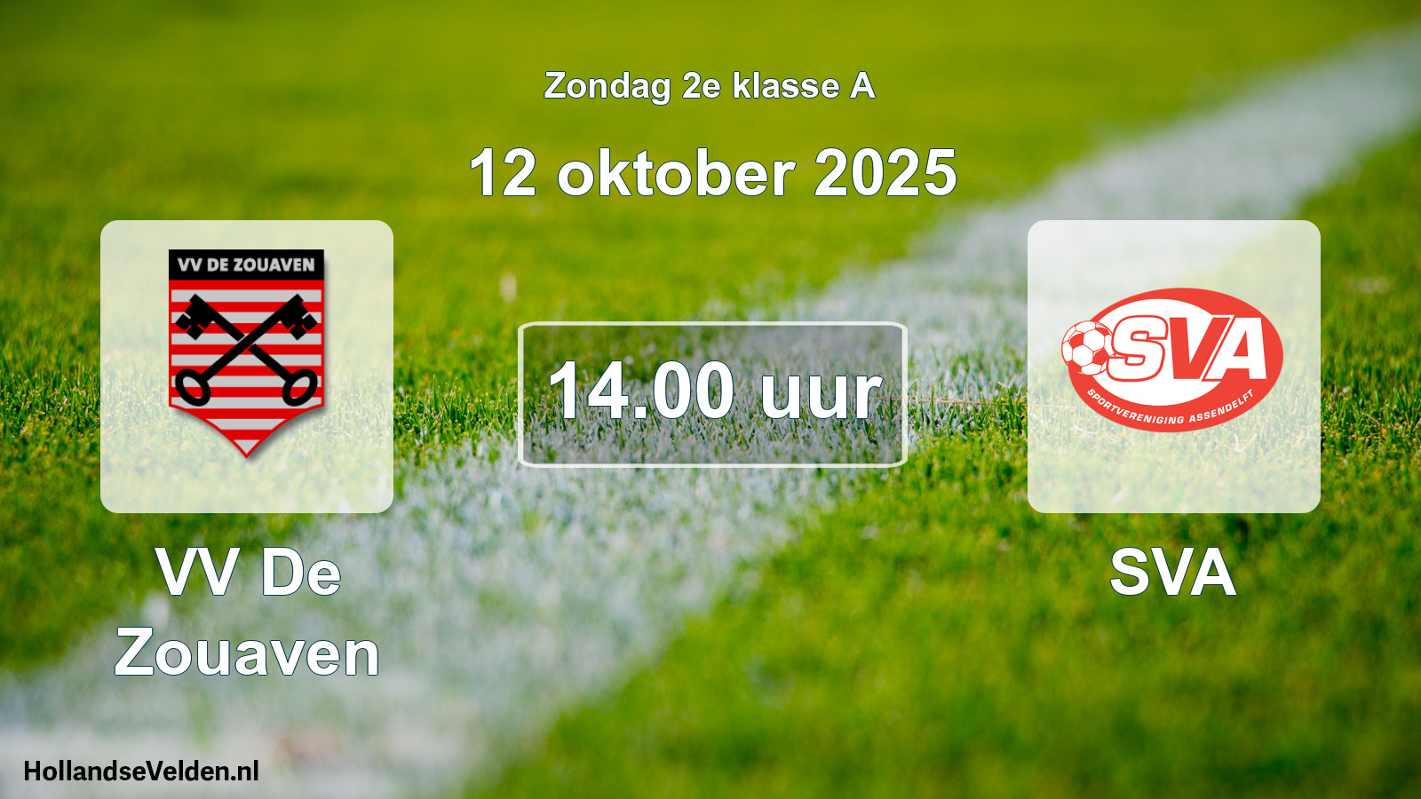 Scheduled Match: VV De Zouaven - SVA (12 October 2025)