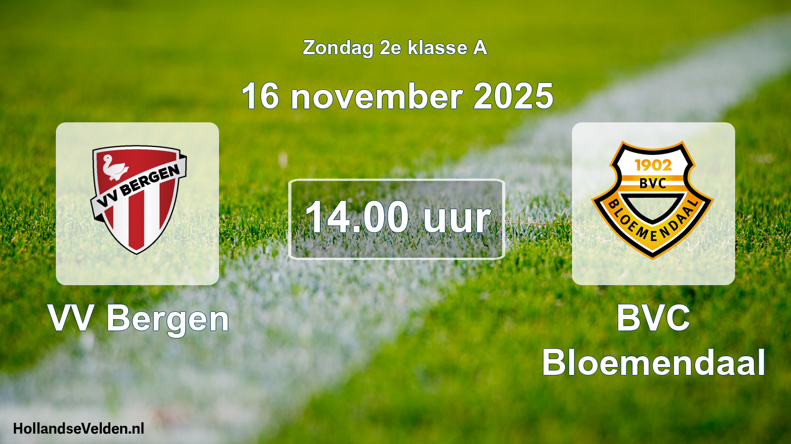 Scheduled Match: VV Bergen - BVC Bloemendaal (16 November 2025)