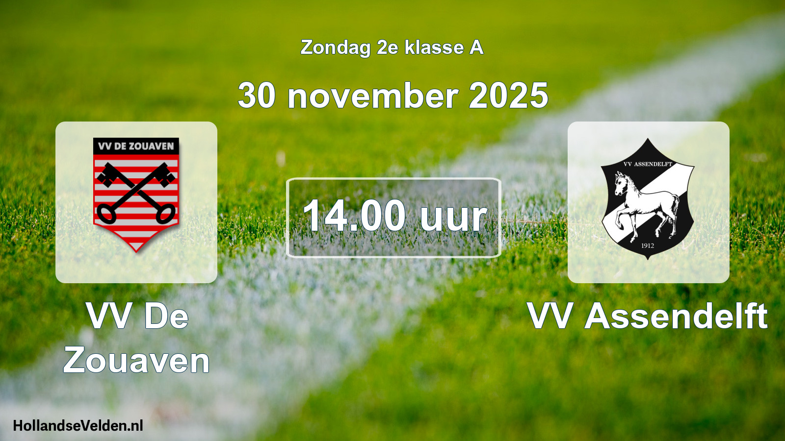 Scheduled Match: VV De Zouaven - VV Assendelft (30 November 2025)