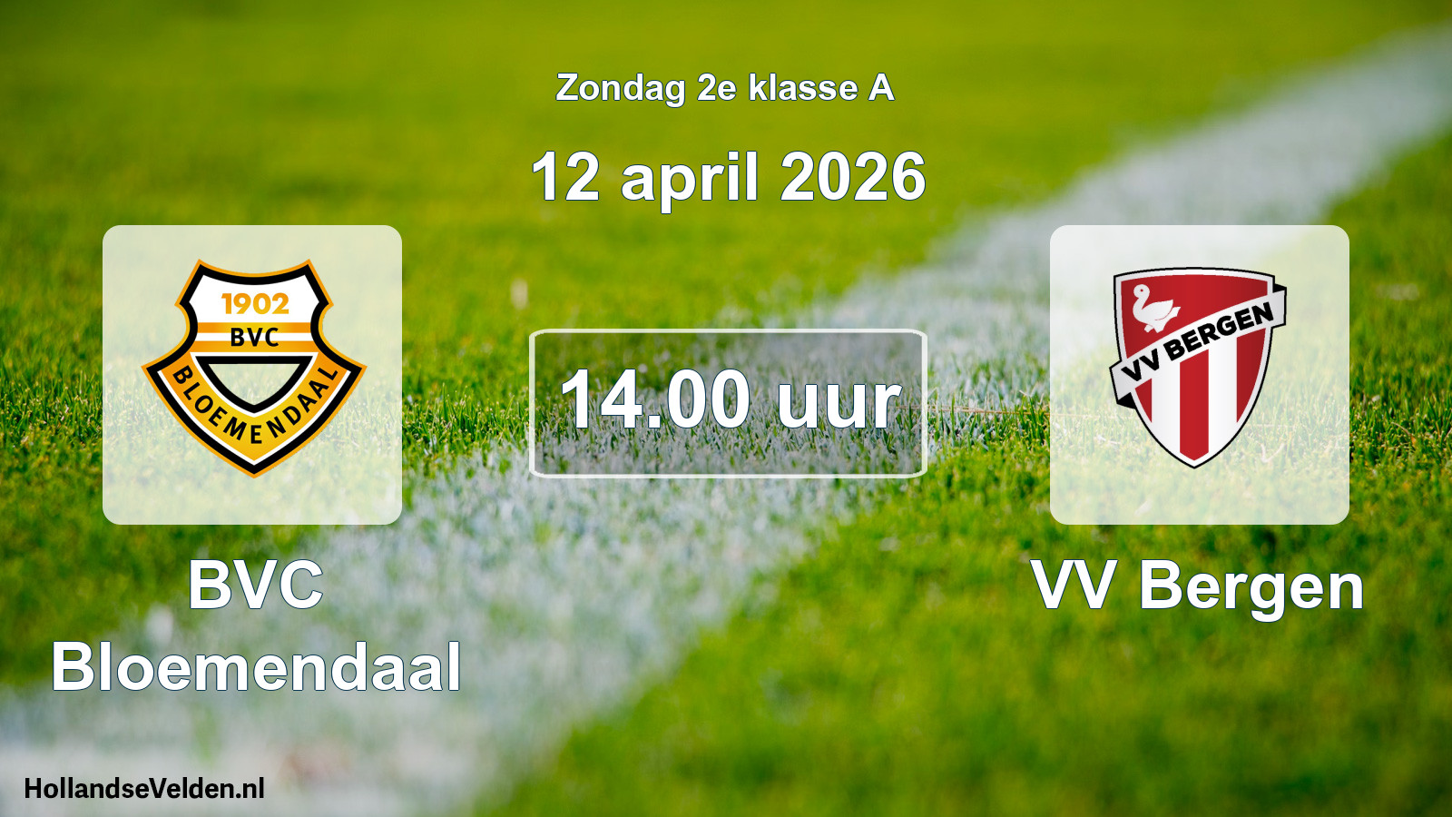 Scheduled Match: BVC Bloemendaal - VV Bergen (12 April 2026)