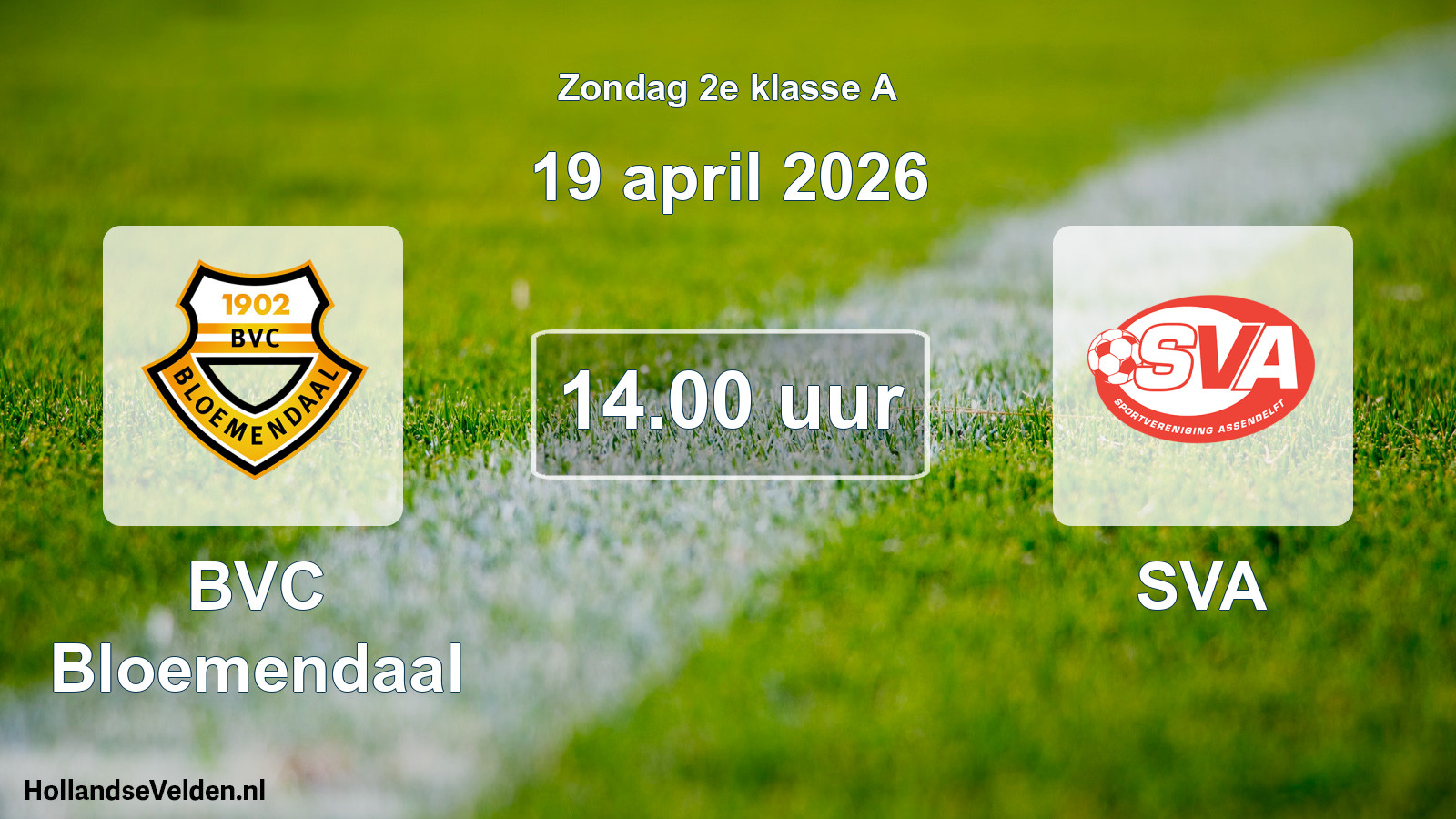 Scheduled Match: BVC Bloemendaal - SVA (19 April 2026)