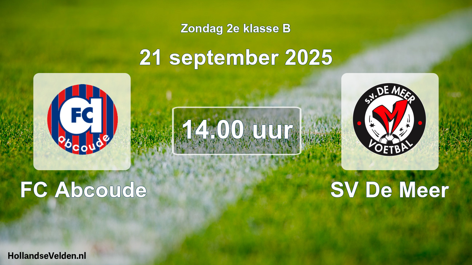 Scheduled Match: FC Abcoude - SV De Meer (21 September 2025)