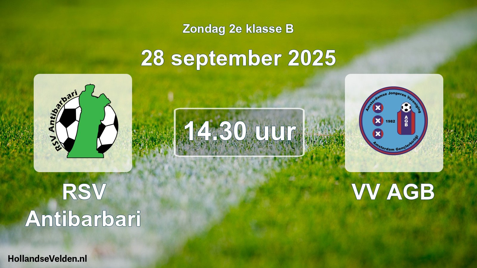 Geplande wedstrijd: RSV Antibarbari - VV AGB (28 september 2025)