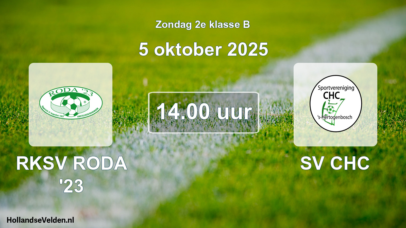 Geplande wedstrijd: RKSV RODA '23 - SV CHC (5 oktober 2025)