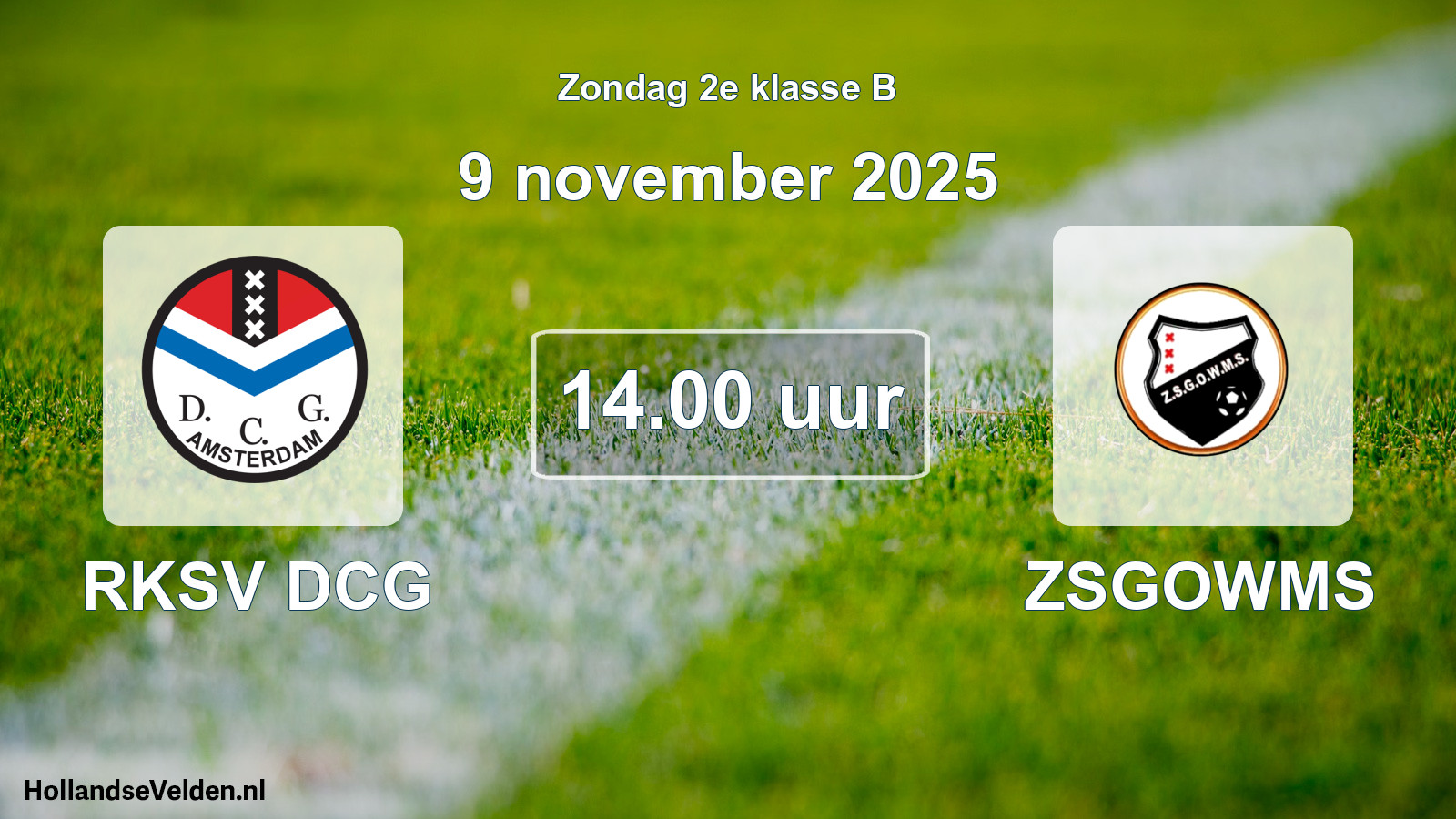 Geplande wedstrijd: RKSV DCG - ZSGOWMS (9 november 2025)