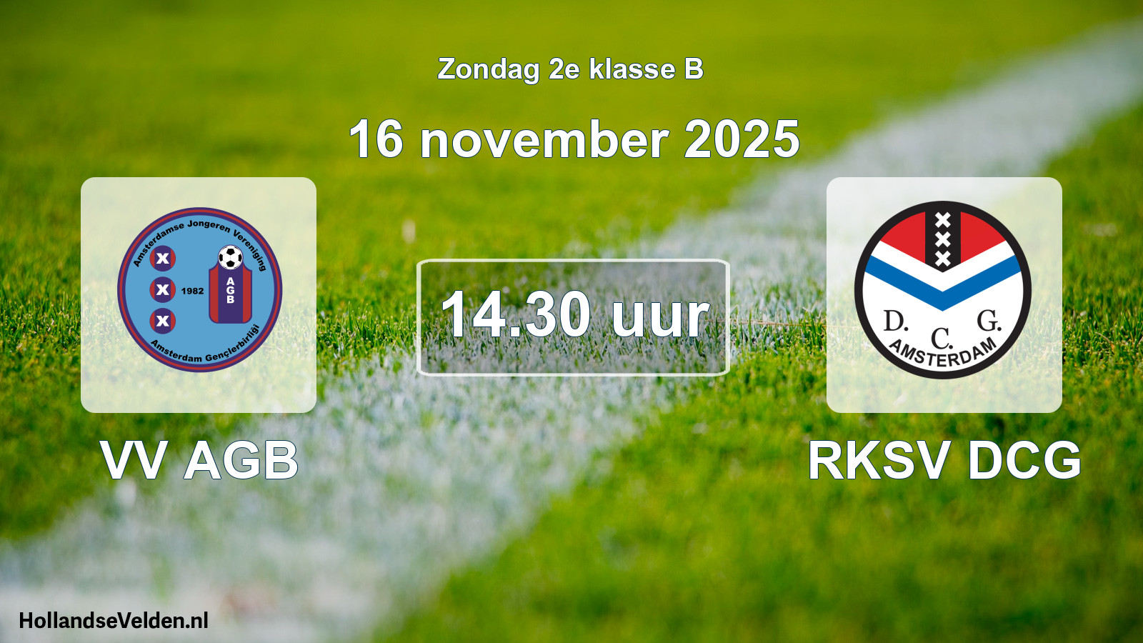 Geplande wedstrijd: VV AGB - RKSV DCG (16 november 2025)
