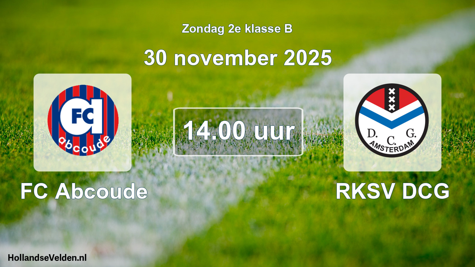 Geplande wedstrijd: FC Abcoude - RKSV DCG (30 november 2025)