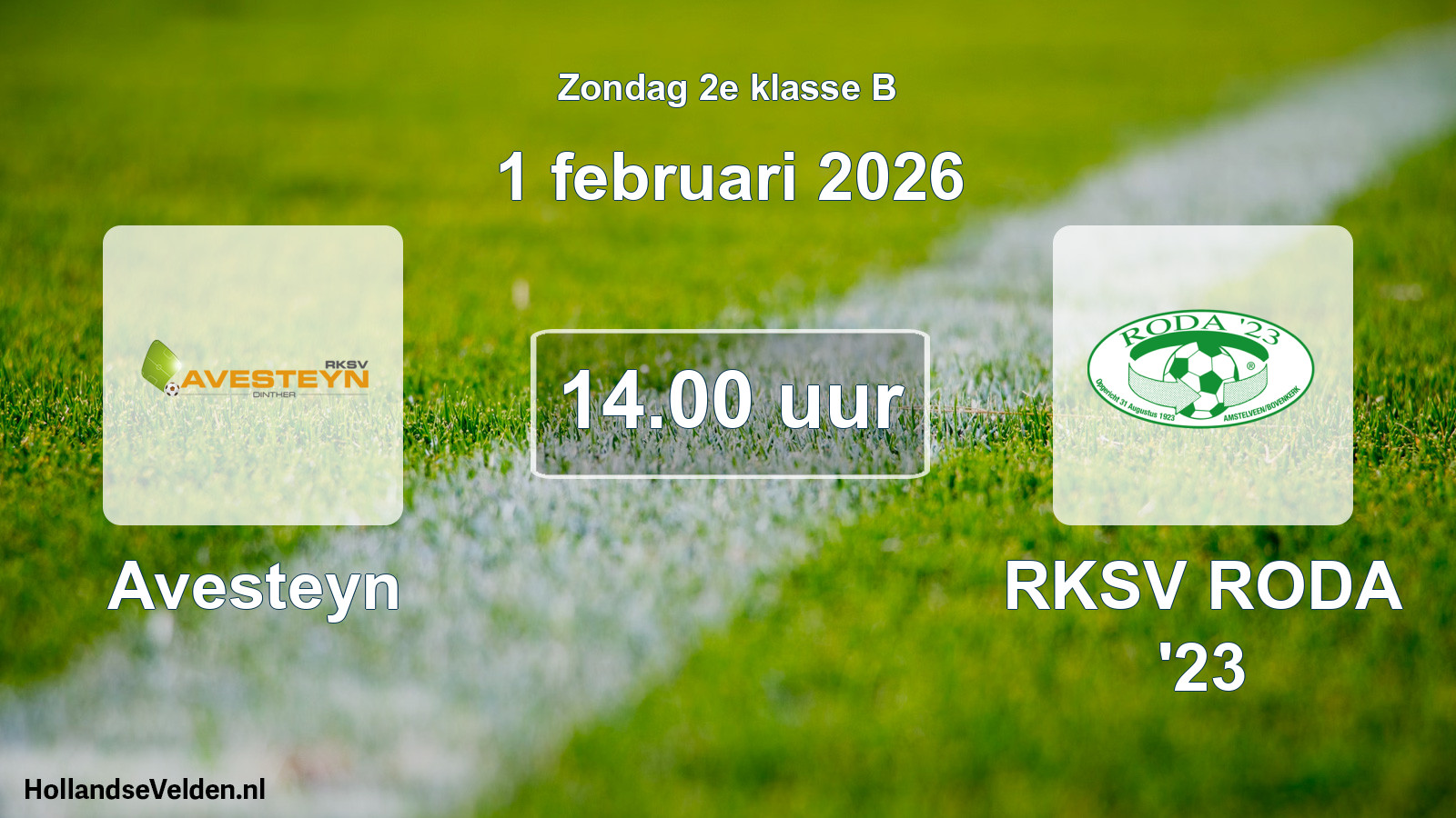 Geplande wedstrijd: Avesteyn - RKSV RODA '23 (1 februari 2026)