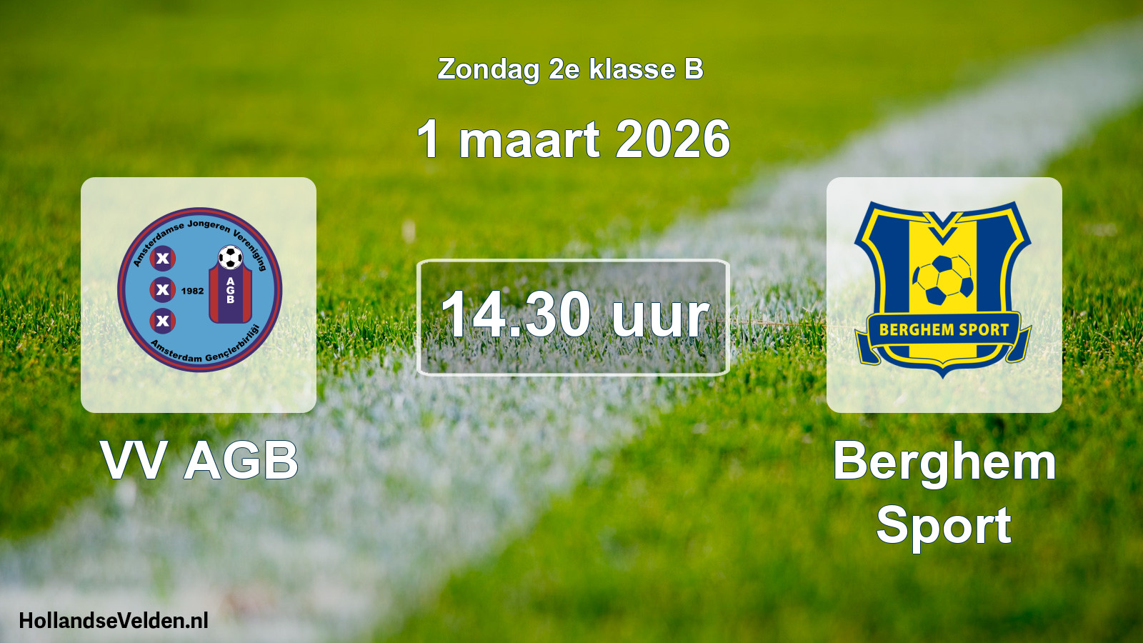 Geplande wedstrijd: VV AGB - Berghem Sport (1 maart 2026)