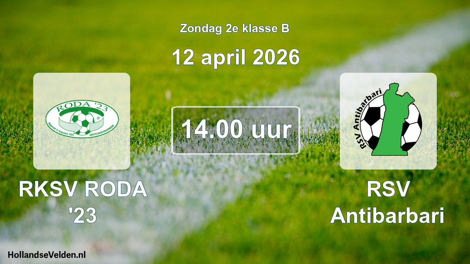 Geplande wedstrijd: RKSV RODA '23 - RSV Antibarbari (12 april 2026)