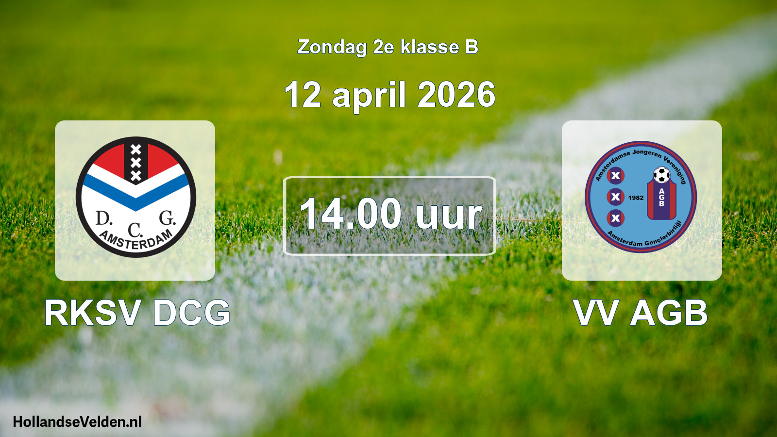 Geplande wedstrijd: RKSV DCG - VV AGB (12 april 2026)