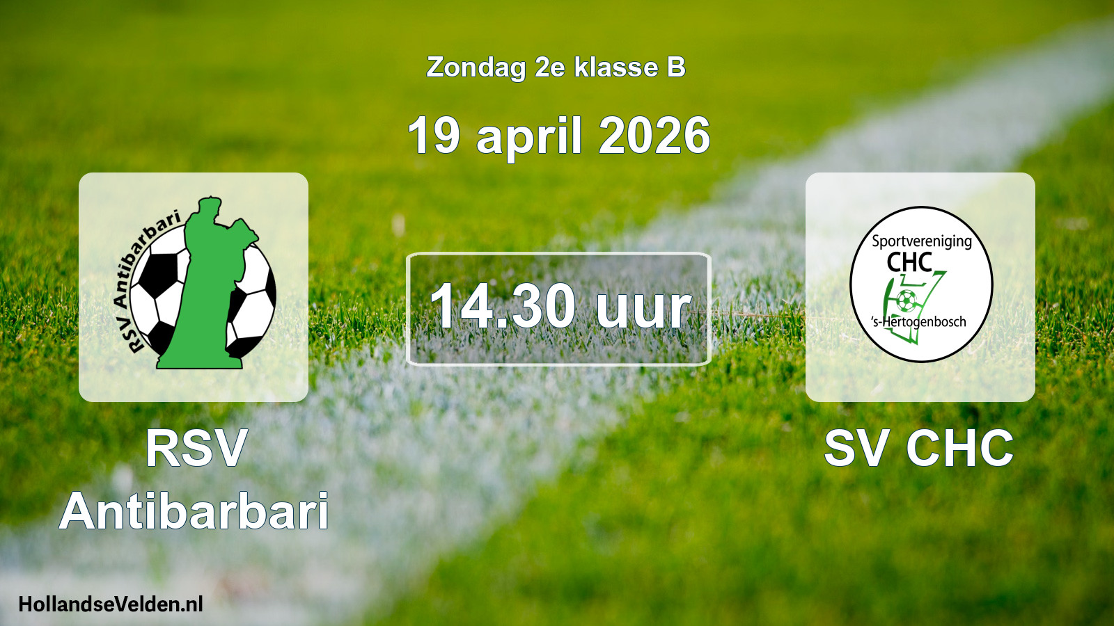 Geplande wedstrijd: RSV Antibarbari - SV CHC (19 april 2026)