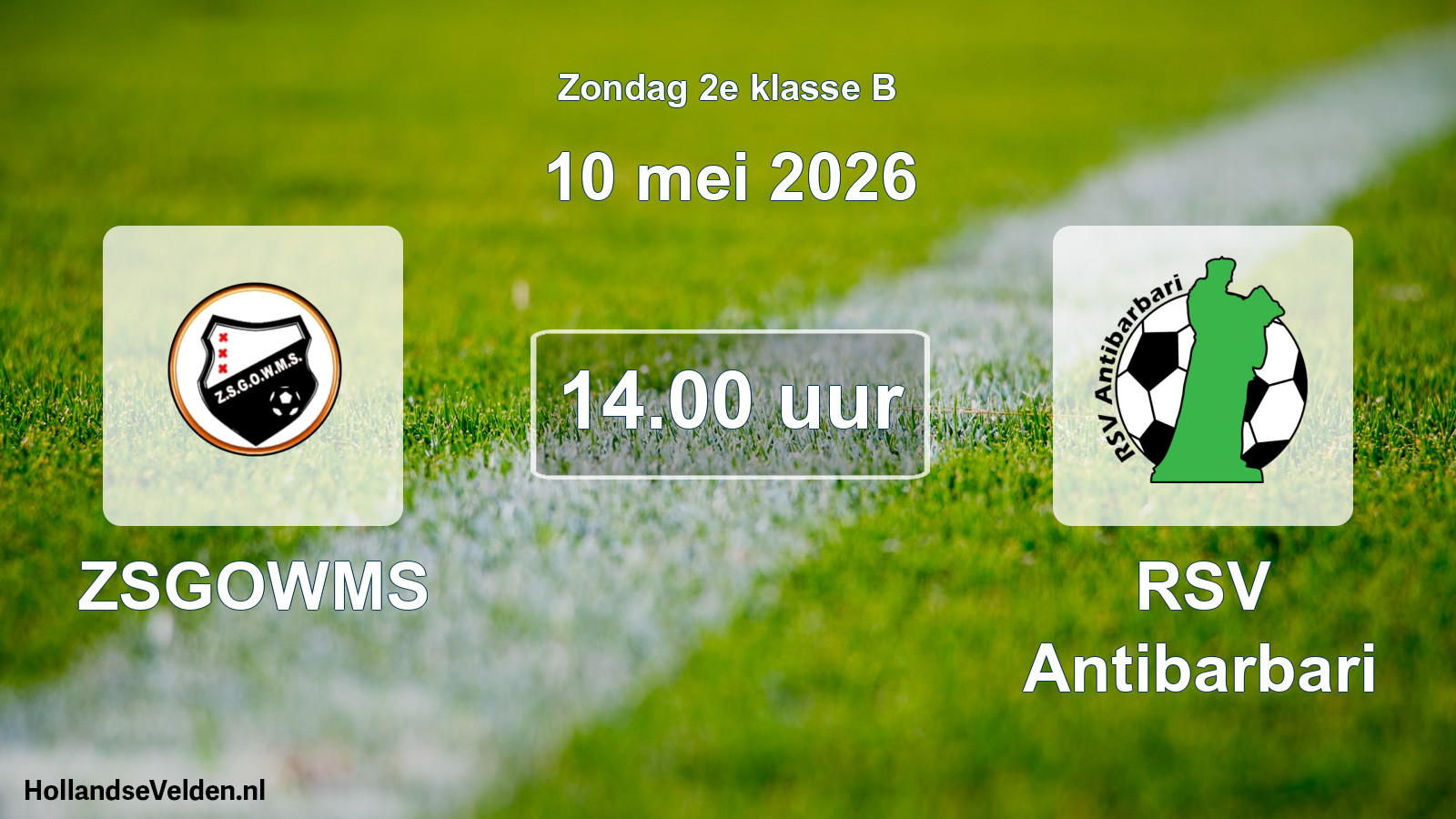 Geplande wedstrijd: ZSGOWMS - RSV Antibarbari (10 mei 2026)