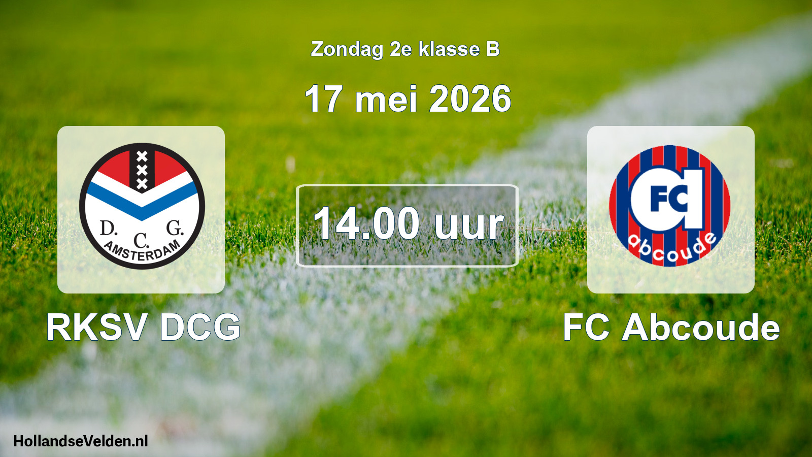 Geplande wedstrijd: RKSV DCG - FC Abcoude (17 mei 2026)