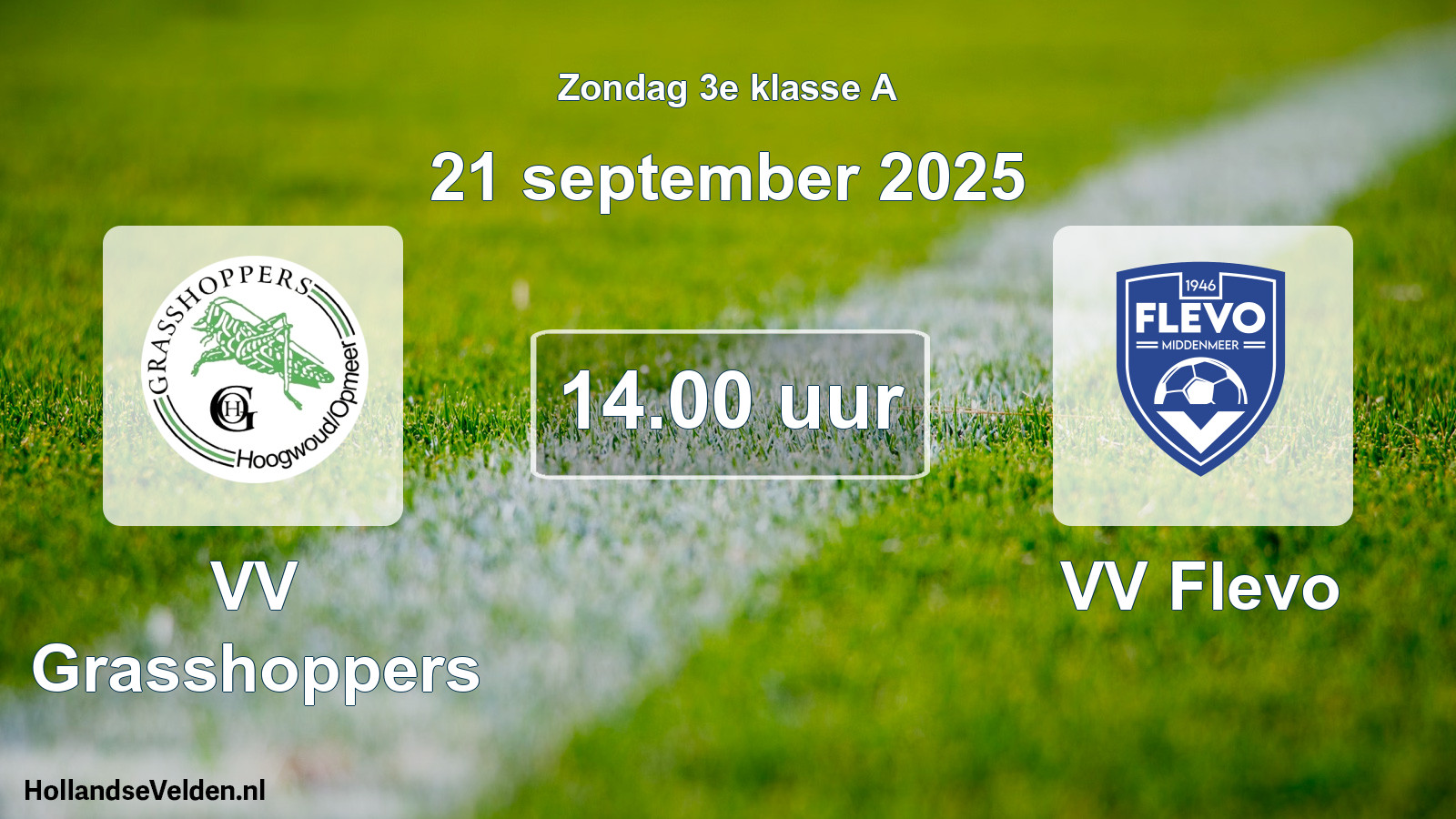 Scheduled Match: VV Grasshoppers - VV Flevo (21 September 2025)