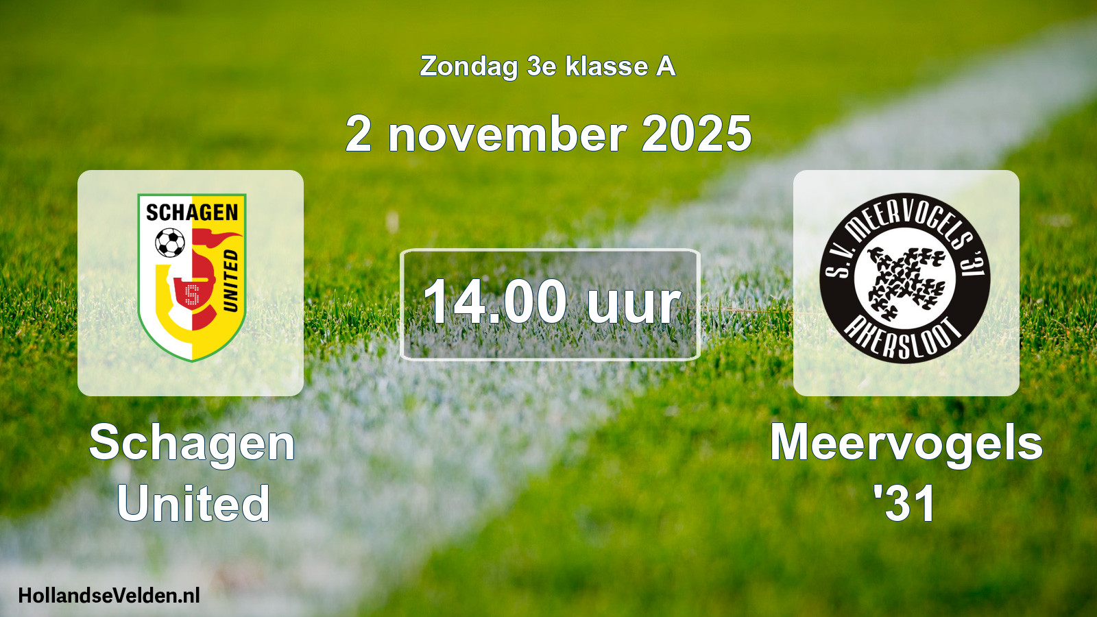 Scheduled Match: Schagen United - Meervogels '31 (2 November 2025)