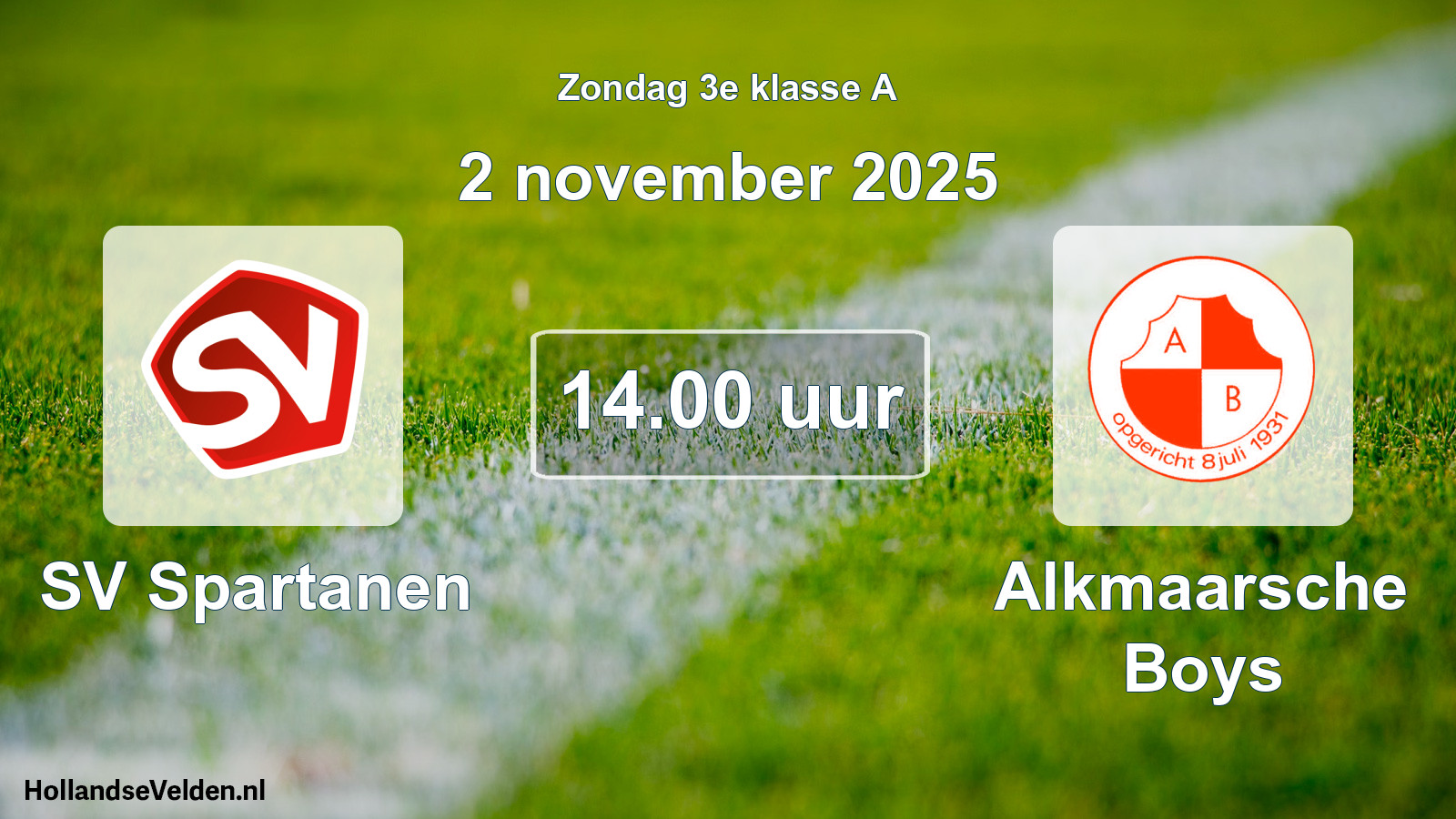 Geplande wedstrijd: SV Spartanen - Alkmaarsche Boys (2 november 2025)