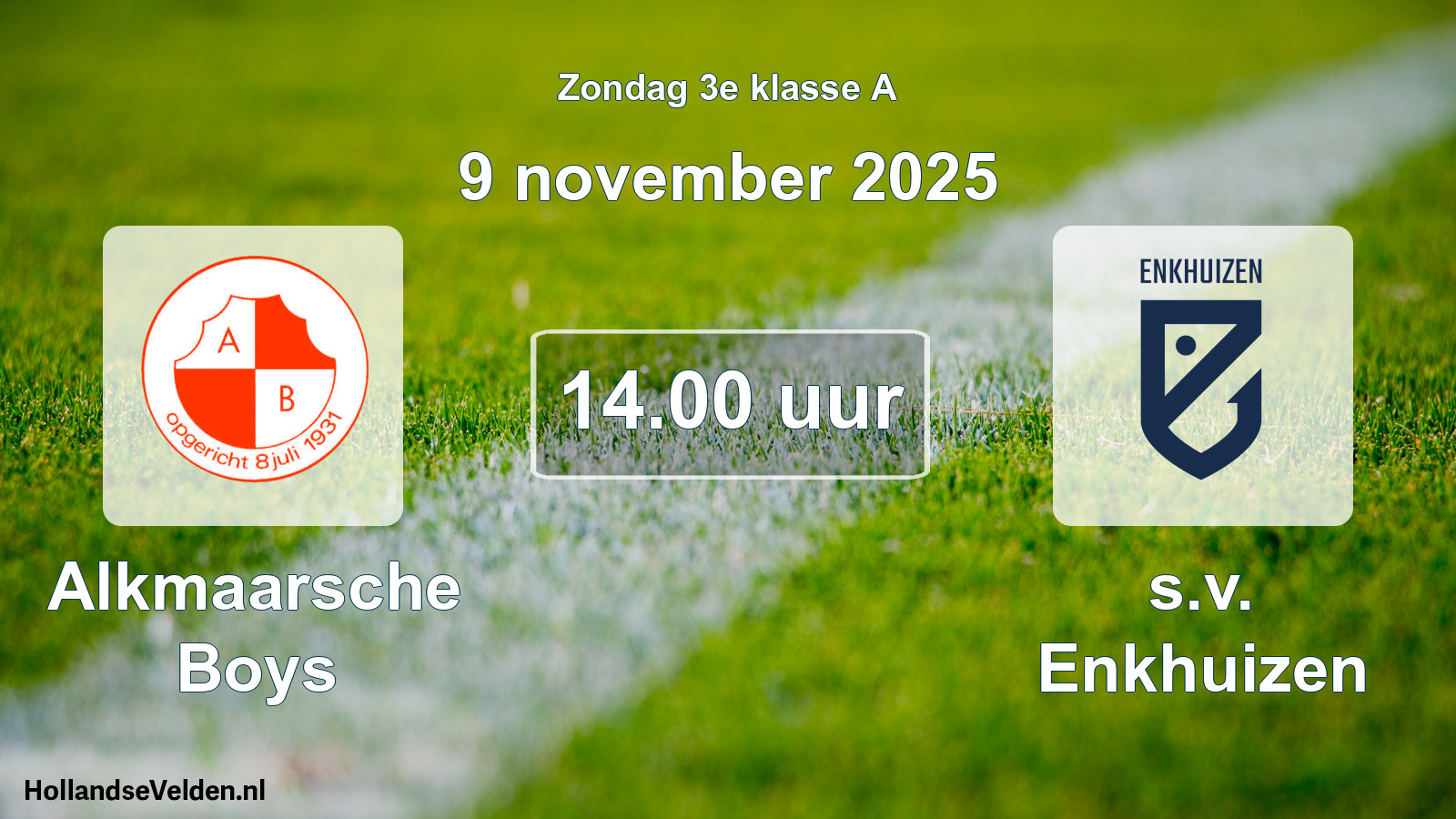 Scheduled Match: Alkmaarsche Boys - s.v. Enkhuizen (9 November 2025)