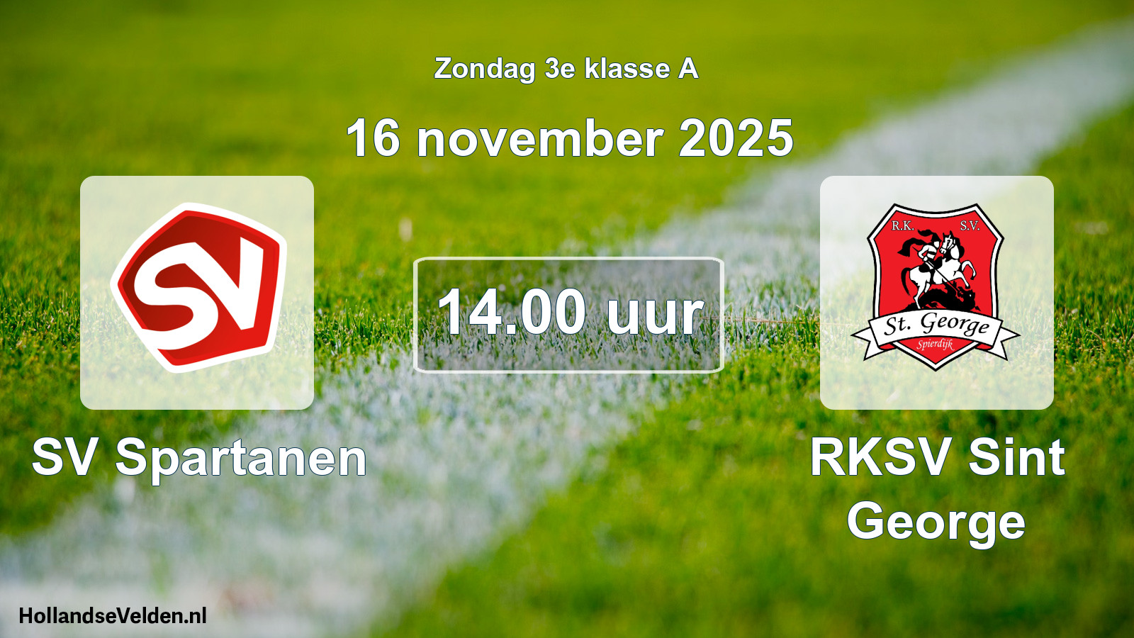 Geplande wedstrijd: SV Spartanen - RKSV Sint George (16 november 2025)