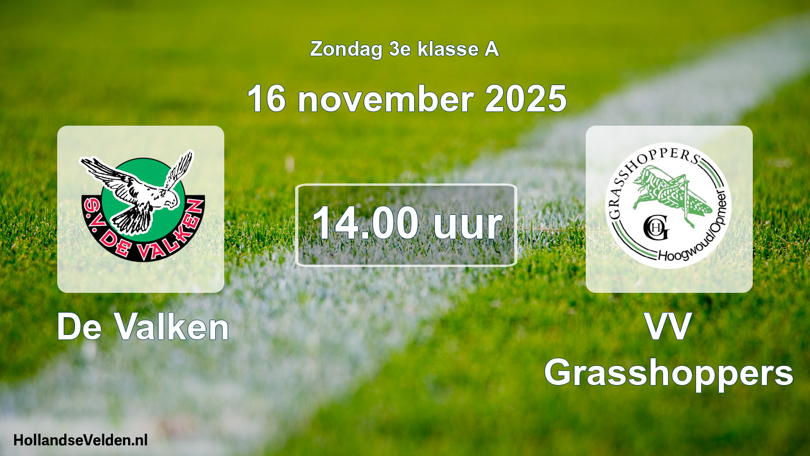 Geplande wedstrijd: De Valken - VV Grasshoppers (16 november 2025)