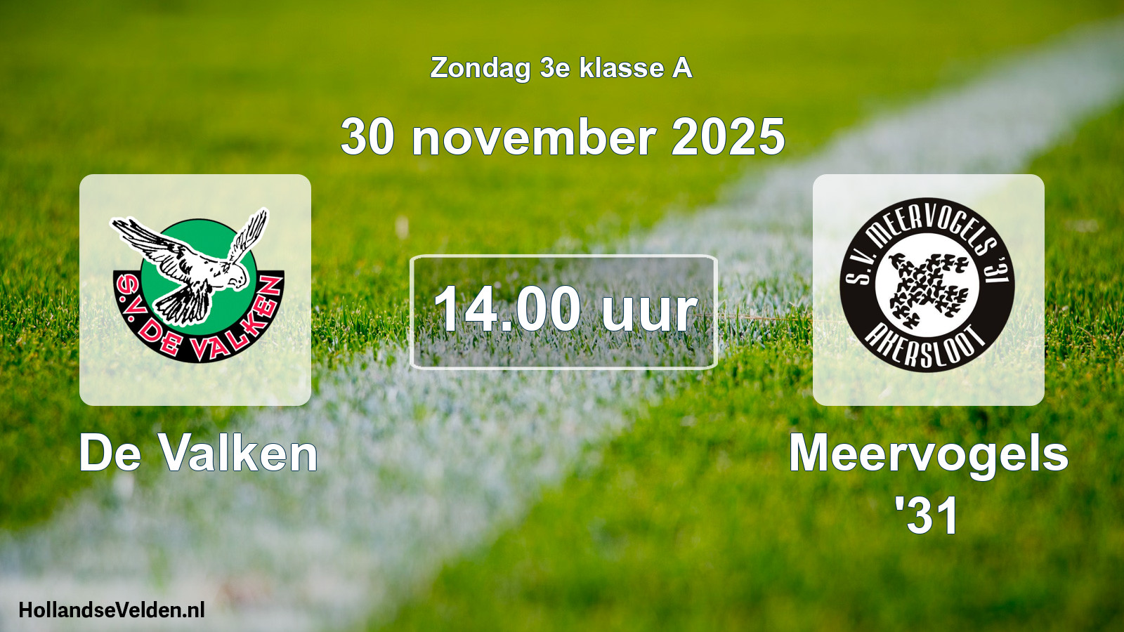 Geplande wedstrijd: De Valken - Meervogels '31 (30 november 2025)